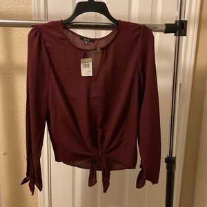 New. Burgundy Long Sleeve Blouse.